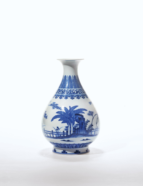 清咸丰青花竹石芭蕉图玉壶春瓶- 浙江雅藏天下